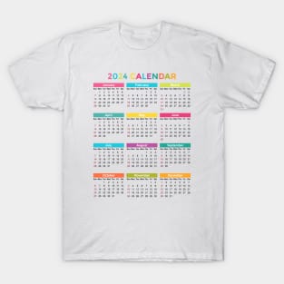 Colorful Minimalist Vertical 2024 Calendar T-Shirt